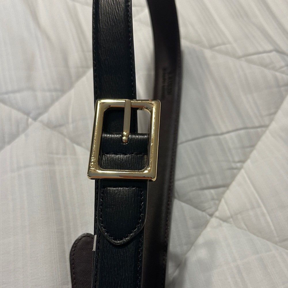 Lauren Ralph Lauren Black Belt with Gold Buckle